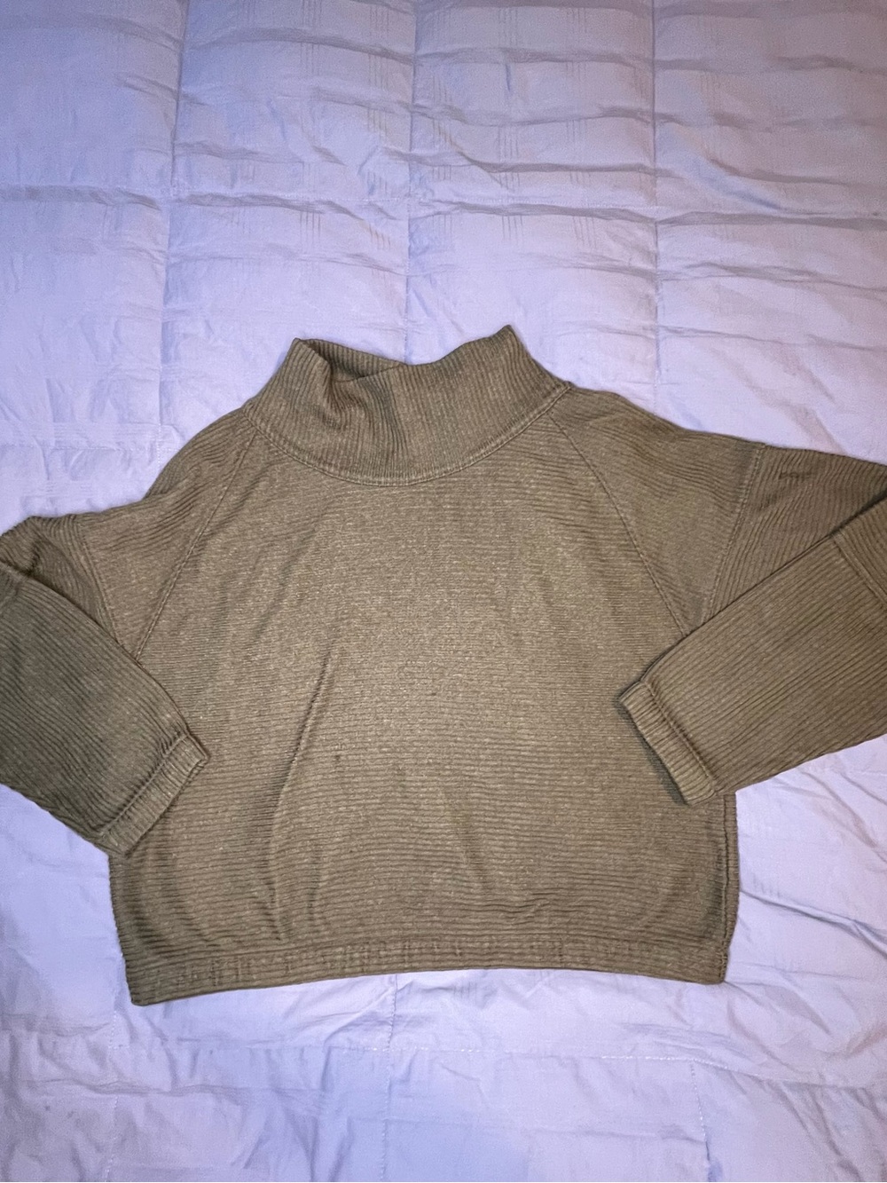 Prana Olive Cropped Cowl Neck Sweater
